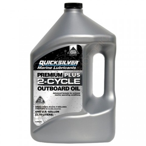 Минеральное моторное масло для 2-тактных двигателей Quicksilver 2-cycle TC-W3 Premium PLUS outboard oil, 4л