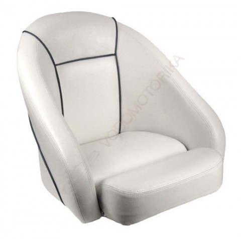 Кресло ROMEO мягкое, подставка, обивка белый винил, синий шов (118100010)