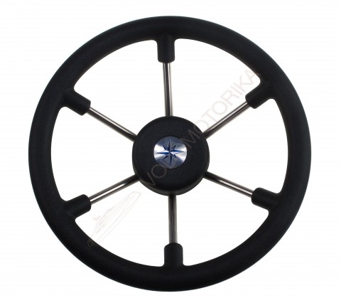 Рулевое колесо LEADER TANEGUM черный обод серебряные спицы д. 330 мм Volanti Luisi