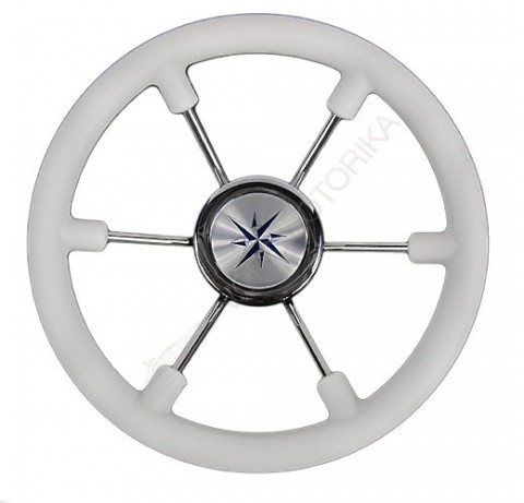 Рулевое колесо LEADER PLAST белый обод серебряные спицы д. 330 мм Volanti Luisi