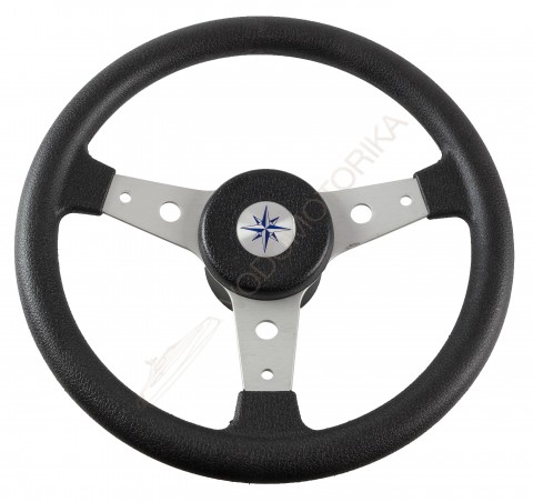 Рулевое колесо DELFINO обод черный, спицы серебряные д. 340 мм Volanti Luisi