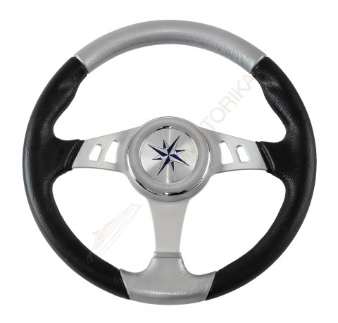 Рулевое колесо SKIPPER обод черно-серебристый, спицы серебряные д. 350 мм Volanti Luisi