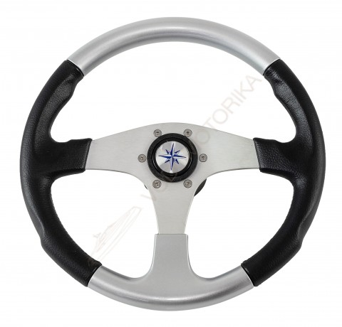 Рулевое колесо EVO MARINE 2 обод черно-серебряный, спицы серебряные д. 355 мм Volanti Luisi
